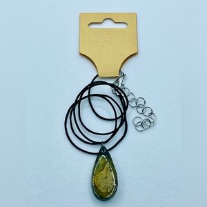 Handmade Preserved yellow flower black base necklace